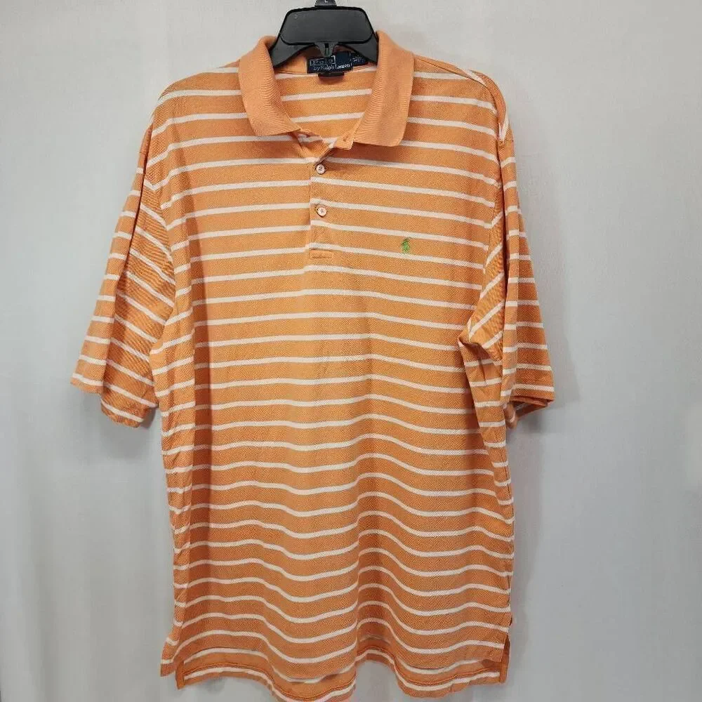 Polo Ralph Lauren Men's Size XL Polo Golf Fit Orange Stripe Shirt P13